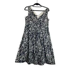 Lands' End Dress Navy Blue Surplice Neckline Sleeveless A-Line Lined Midi‎ 10
